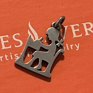 James Avery Silver Girl at Desk Charm Loop Cut